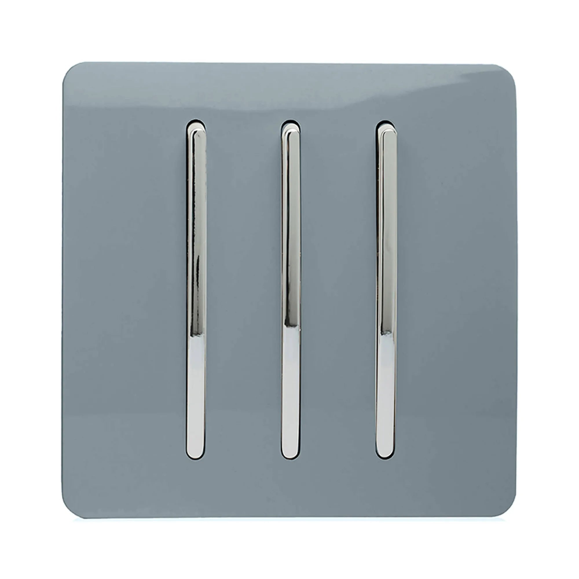 Trendiswitch - Trendi, Artistic Modern 3 Gang 2 Way 10 Amp Rocker Light Switch, BRITISH MADE, (25mm Back Box Required) - Luminosity Designs Ltd