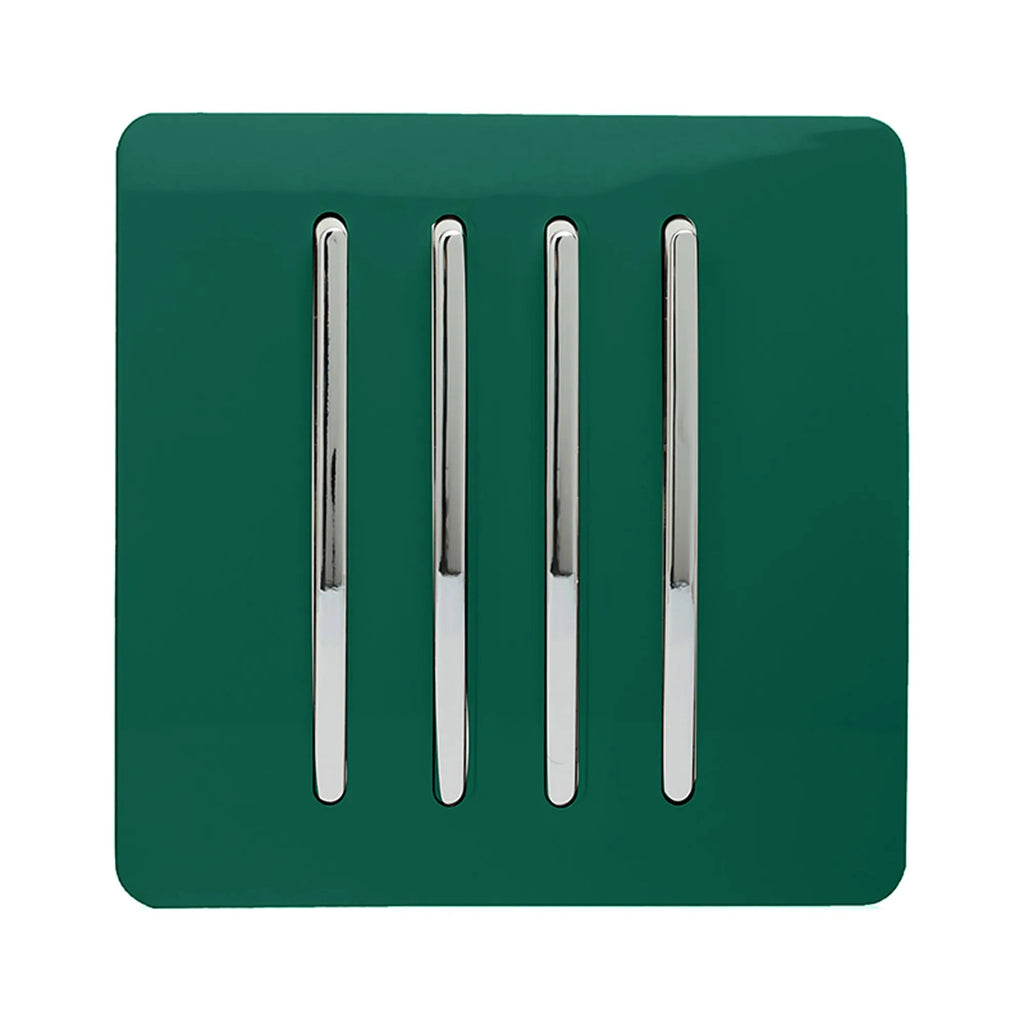 Trendiswitch - Trendi, Artistic Modern 4 Gang 2 Way 10 Amp Rocker , BRITISH MADE, (25mm Back Box Required) - Luminosity Designs Ltd