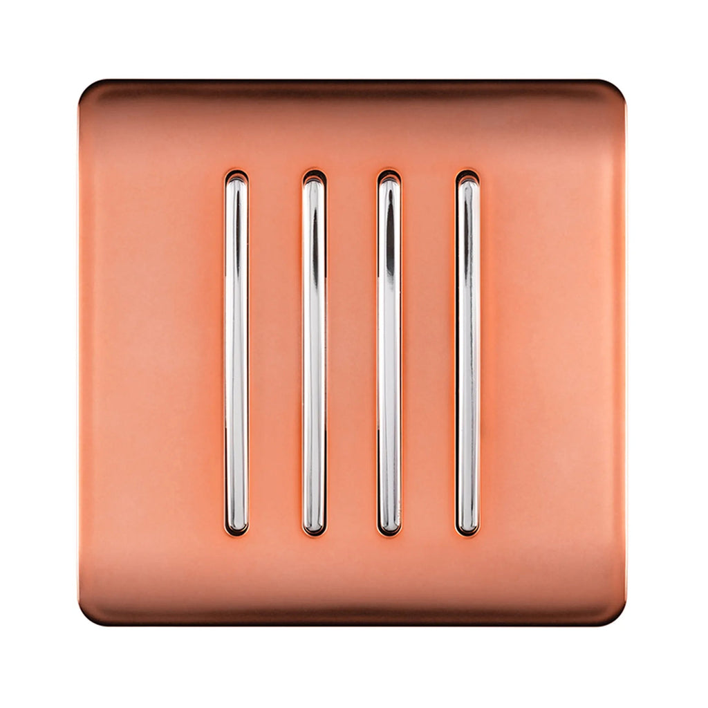 Trendiswitch - Trendi, Artistic Modern 4 Gang 2 Way 10 Amp Rocker , BRITISH MADE, (25mm Back Box Required) - Luminosity Designs Ltd