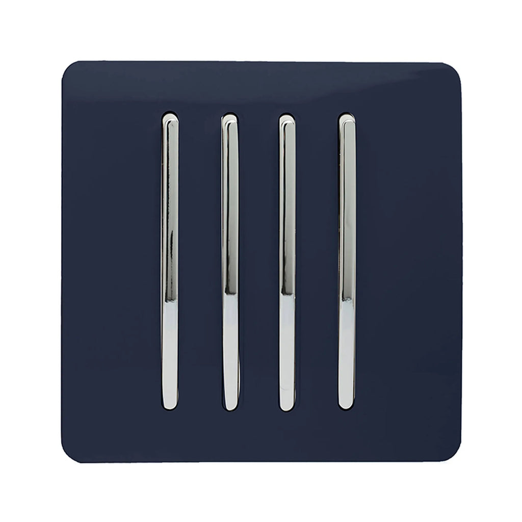 Trendiswitch - Trendi, Artistic Modern 4 Gang 2 Way 10 Amp Rocker , BRITISH MADE, (25mm Back Box Required) - Luminosity Designs Ltd