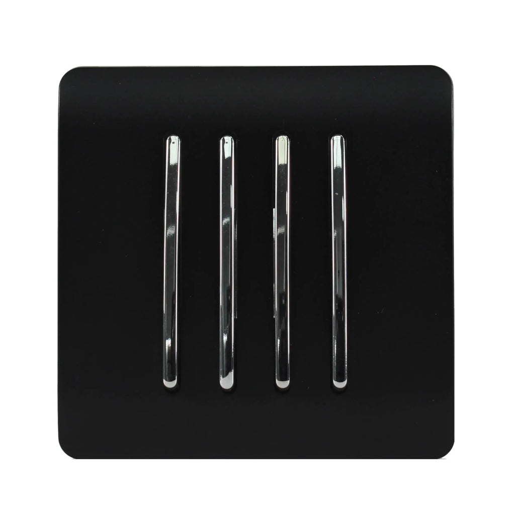 Trendiswitch - Trendi, Artistic Modern 4 Gang 2 Way 10 Amp Rocker , BRITISH MADE, (25mm Back Box Required) - Luminosity Designs Ltd