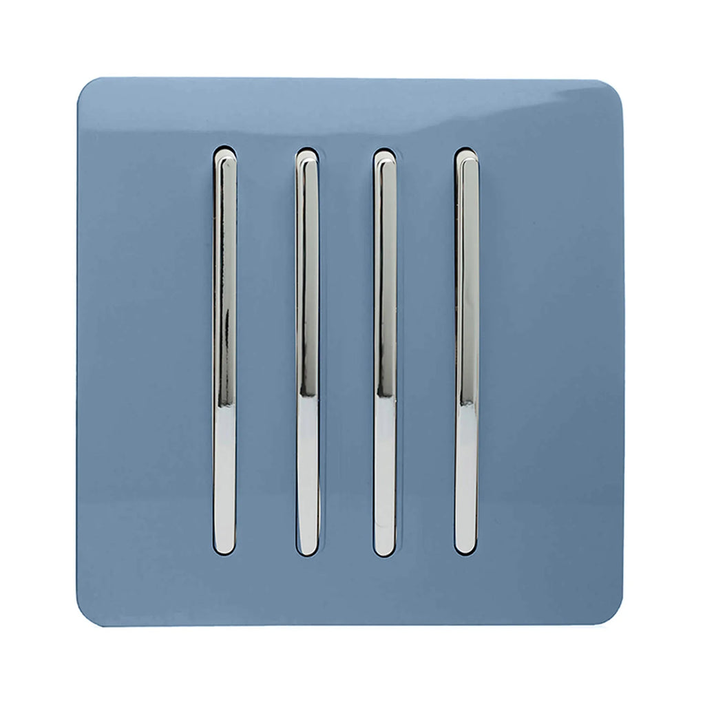 Trendiswitch - Trendi, Artistic Modern 4 Gang 2 Way 10 Amp Rocker , BRITISH MADE, (25mm Back Box Required) - Luminosity Designs Ltd