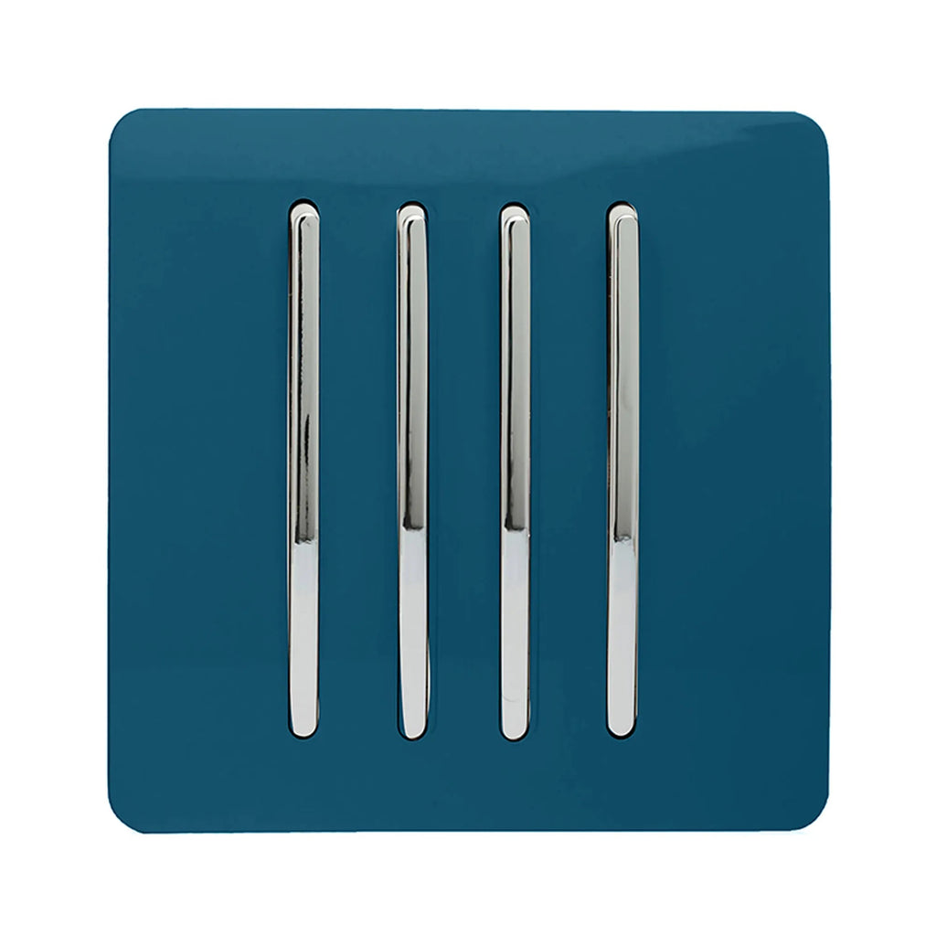 Trendiswitch - Trendi, Artistic Modern 4 Gang 2 Way 10 Amp Rocker , BRITISH MADE, (25mm Back Box Required) - Luminosity Designs Ltd