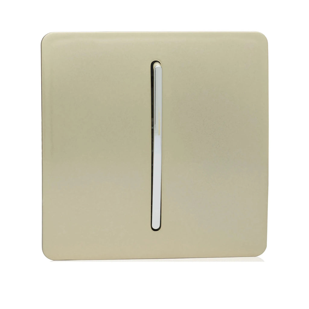 Trendiswitch - Trendi CHAMPAGNE GOLD 1 gang retractive switch for doorbells, door buzzers or intercom Systems - Luminosity Designs Ltd
