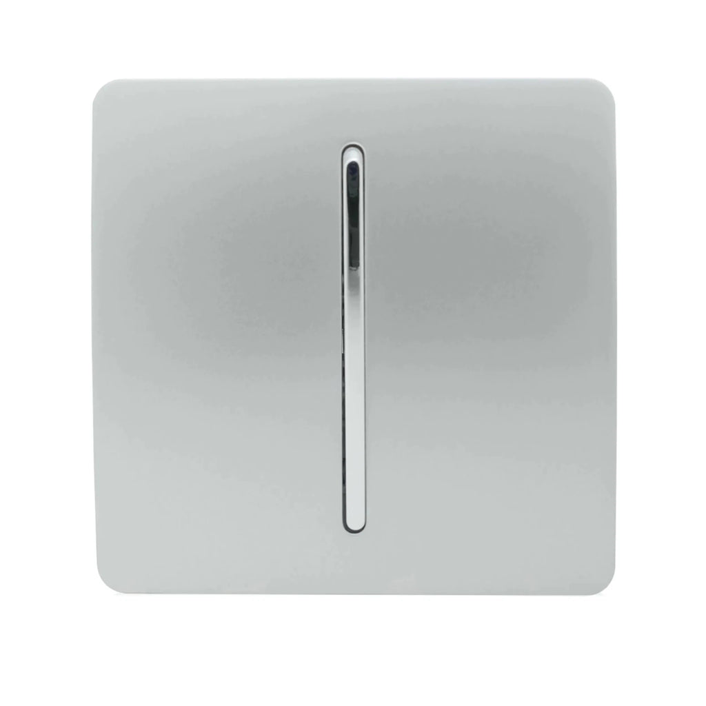 Trendiswitch - Trendi SILVER 1 gang retractive switch for doorbells, door buzzers or intercom Systems - Luminosity Designs Ltd