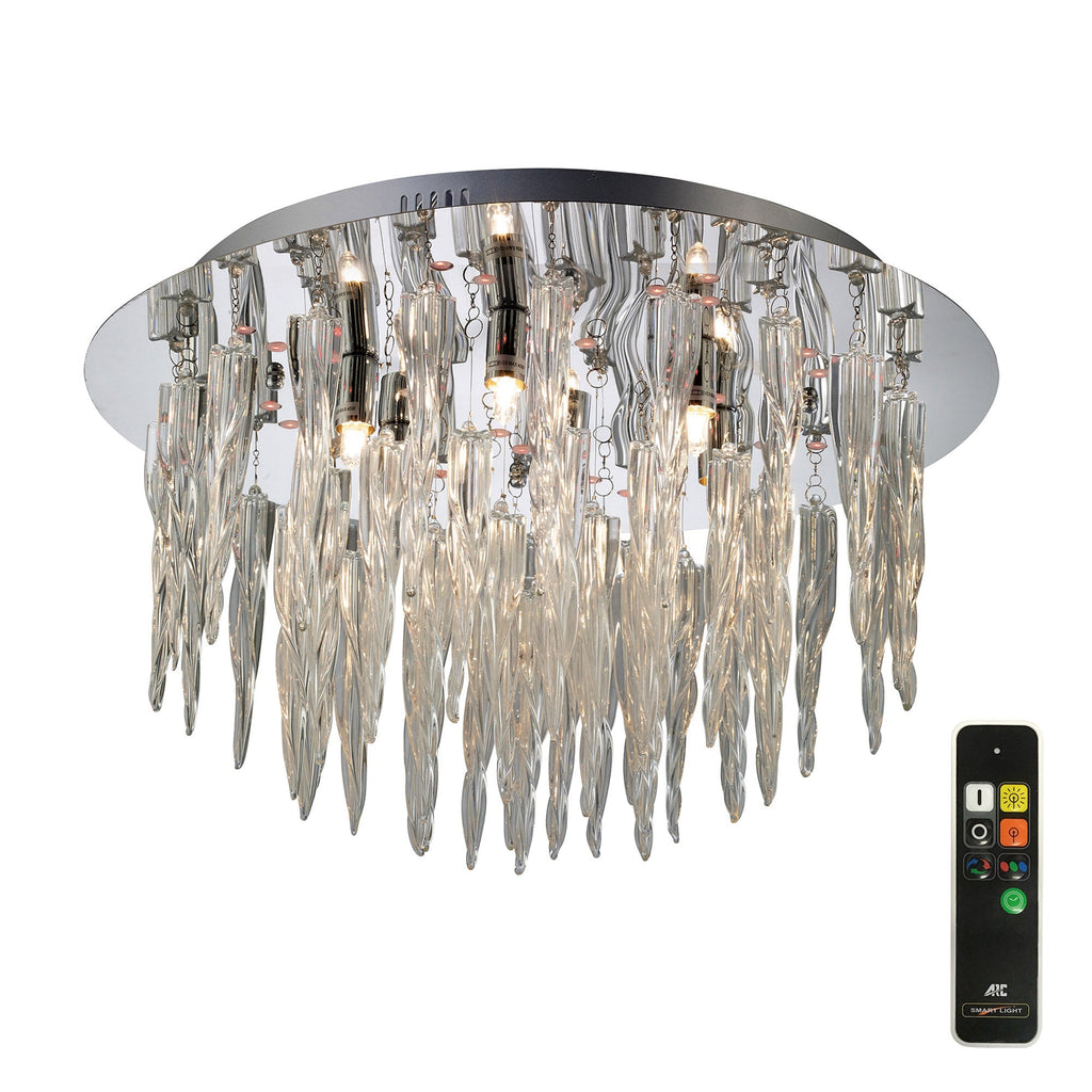 Diyas - Tropez Ceiling 6 Light G9 With RGB LEDs And Remote Control Polished Chrome/Glass - Luminosity Designs Ltd