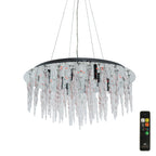 Diyas - Tropez Flat Pendant 8 Light With RGB LEDs And Remote Control Polished Chrome/Glass - Luminosity Designs Ltd