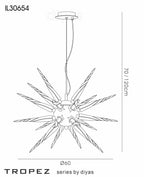 Diyas - Tropez Pendant 8 Light G9 Polished Chrome/Glass - Luminosity Designs Ltd