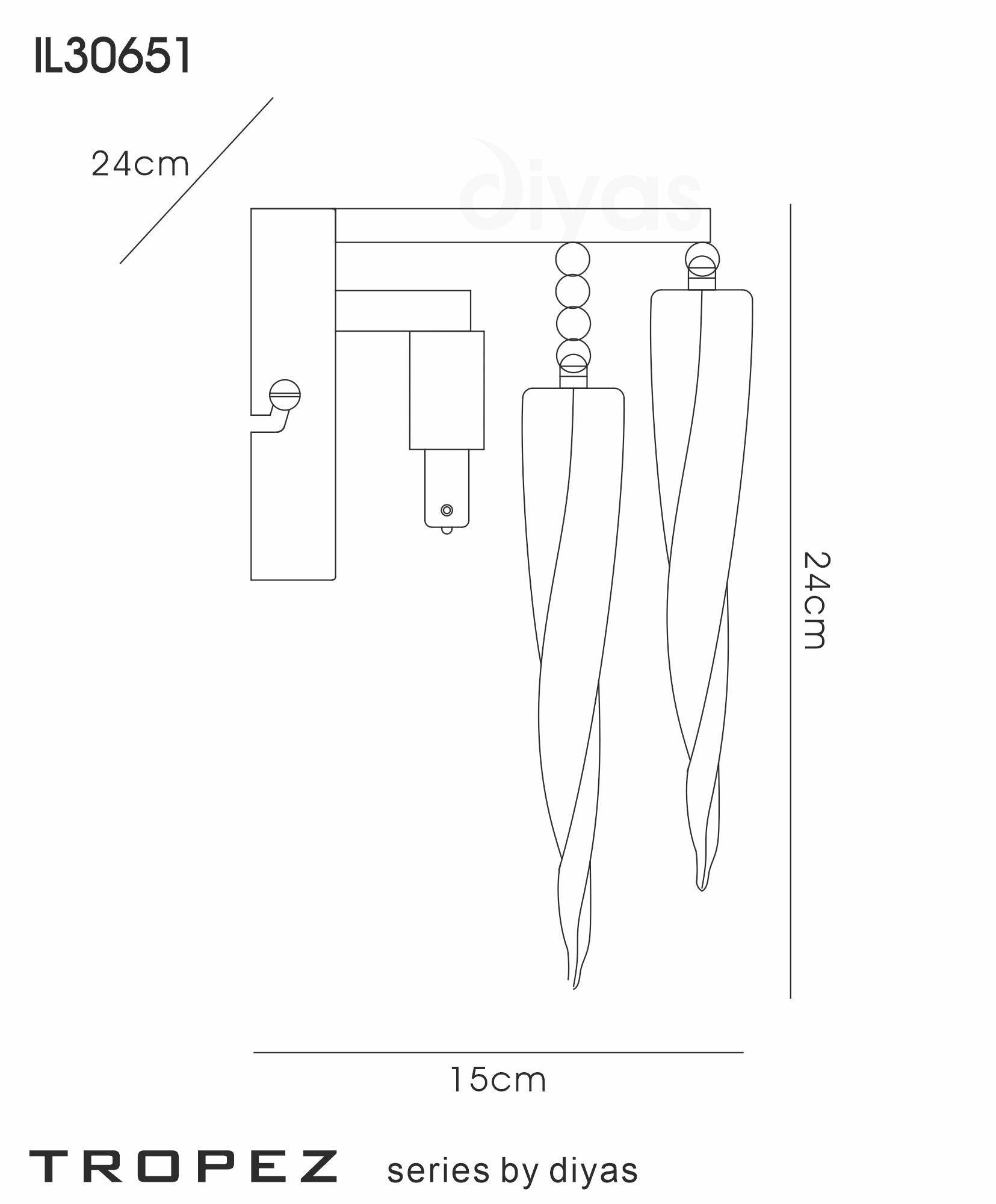 Diyas - Tropez Wall Lamp 2 Light G9 Polished Chrome/Glass - Luminosity Designs Ltd