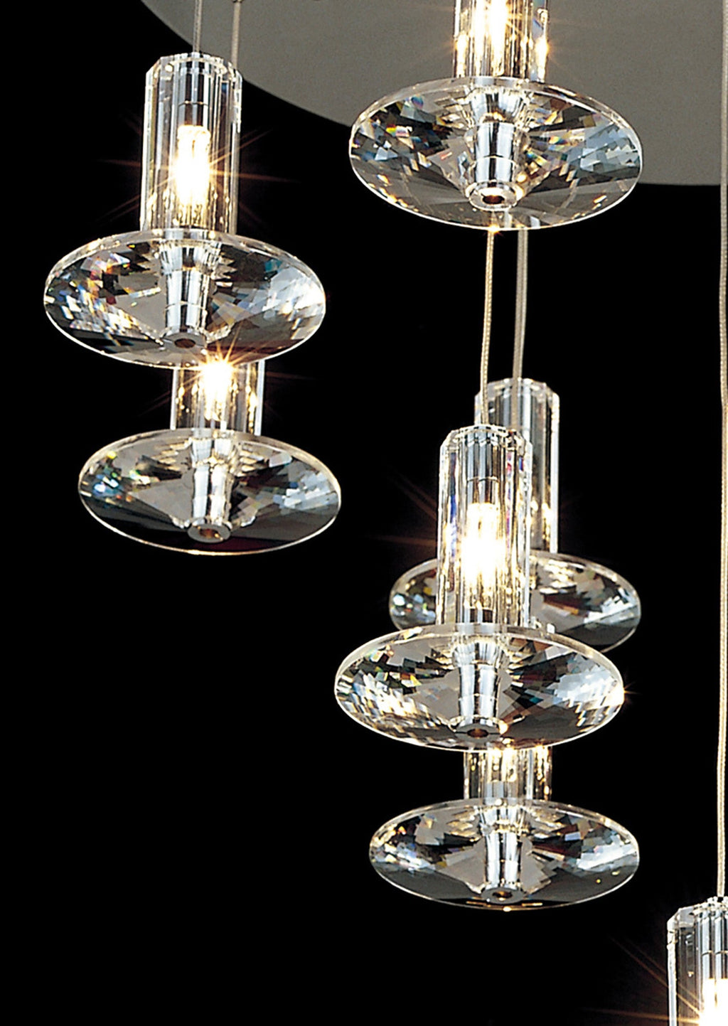 Diyas - Troy Pendant Round 13 Light G4 Polished Chrome/Crystal - Luminosity Designs Ltd