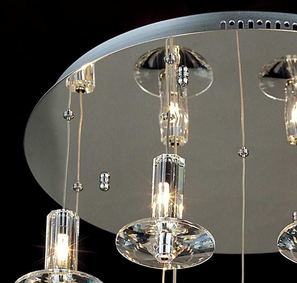 Diyas - Troy Pendant Round 13 Light G4 Polished Chrome/Crystal - Luminosity Designs Ltd