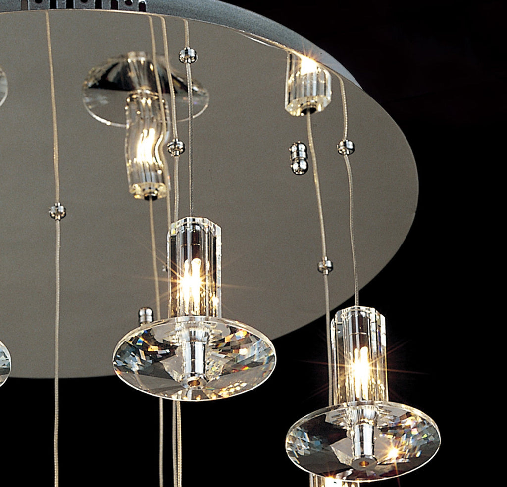 Diyas - Troy Pendant Round 13 Light G4 Polished Chrome/Crystal - Luminosity Designs Ltd
