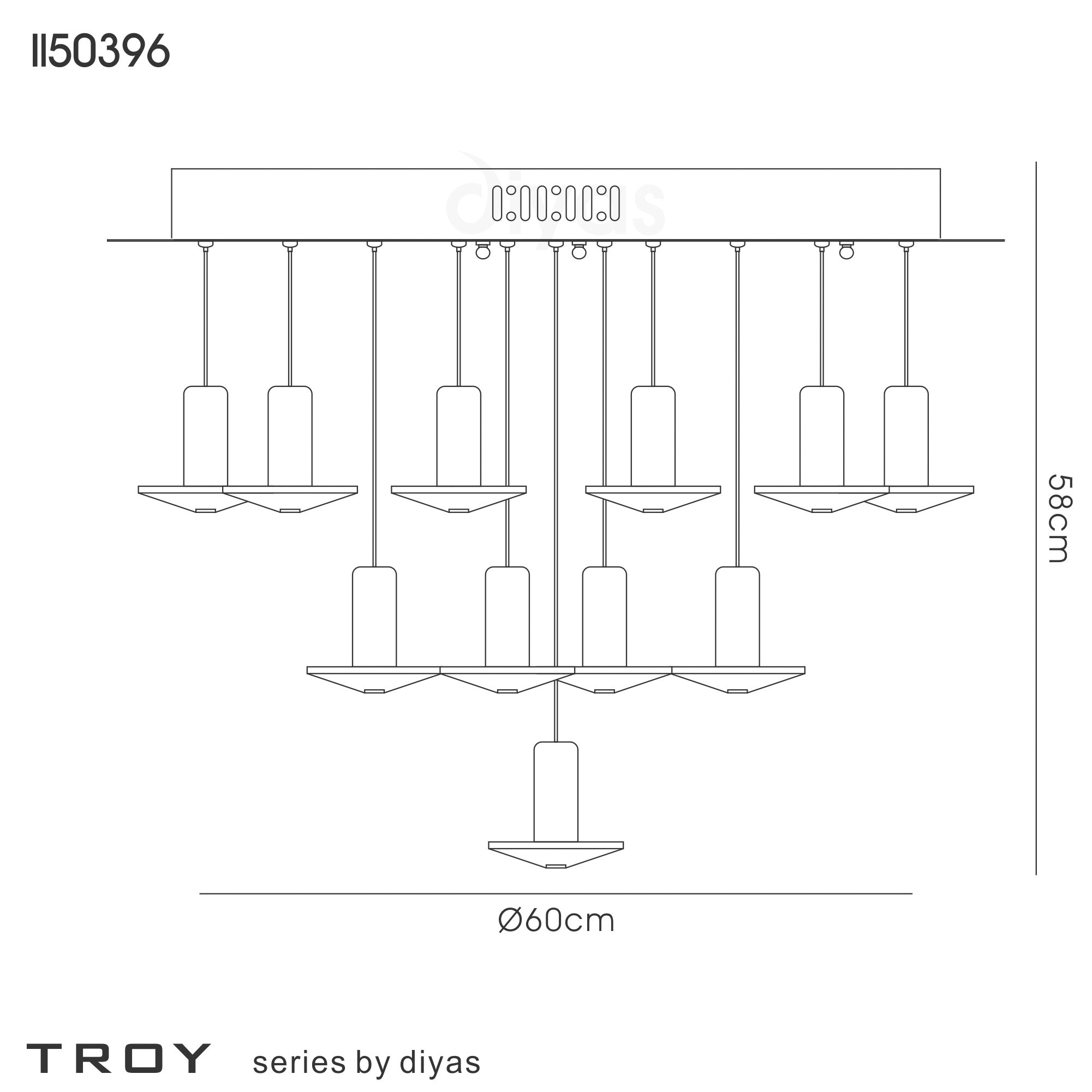 Diyas - Troy Pendant Round 19 Light G4 Polished Chrome/Crystal - Luminosity Designs Ltd