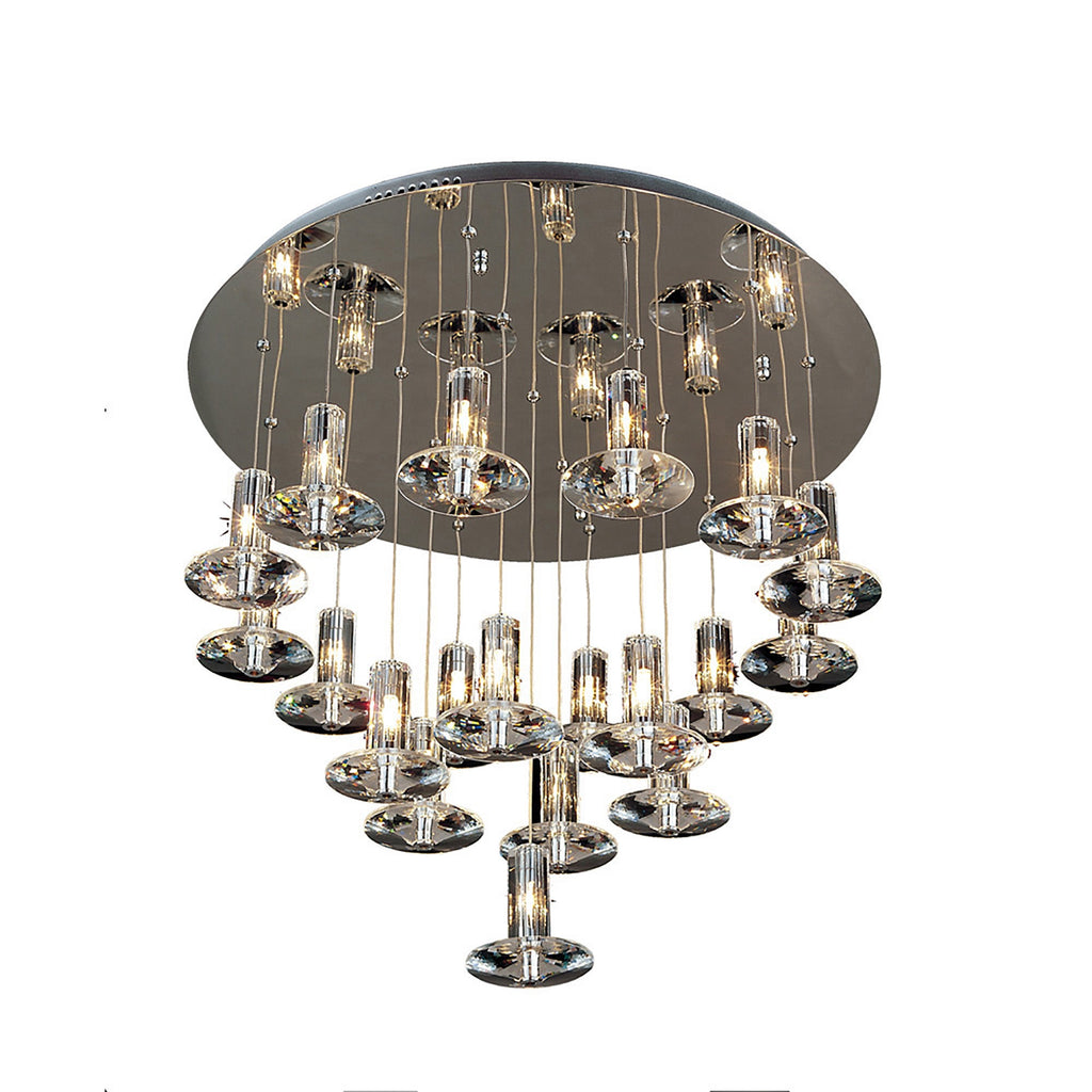 Diyas - Troy Pendant Round 19 Light G4 Polished Chrome/Crystal - Luminosity Designs Ltd