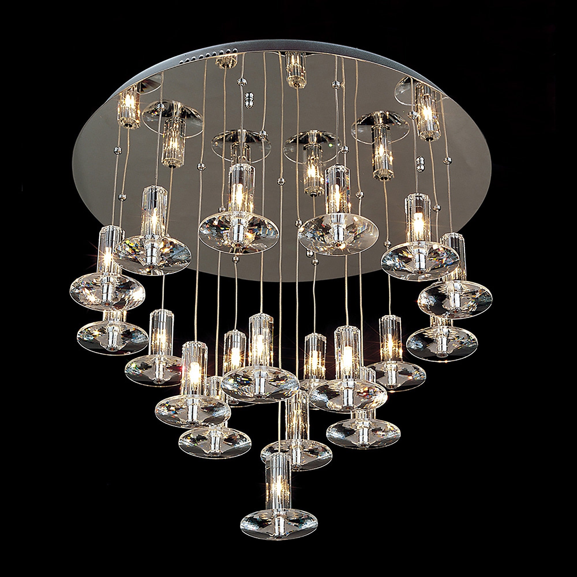 Diyas - Troy Pendant Round 19 Light G4 Polished Chrome/Crystal - Luminosity Designs Ltd