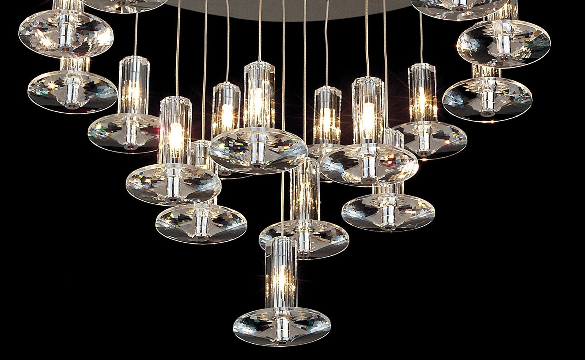 Diyas - Troy Pendant Round 19 Light G4 Polished Chrome/Crystal - Luminosity Designs Ltd