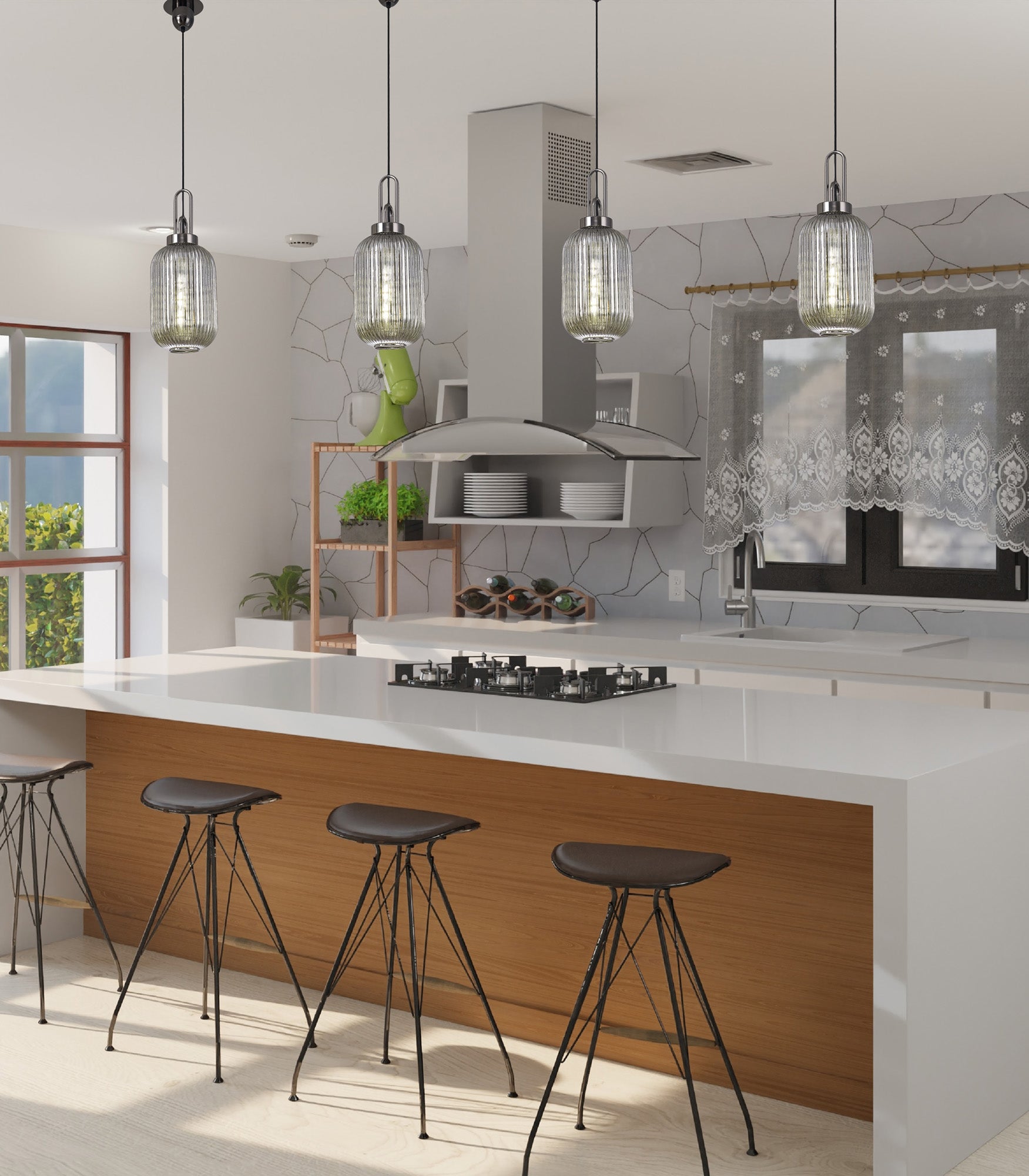 Luminosity Designs - Tubular Pendulum Ribbed Glass Shades - Luminosity Designs Ltd