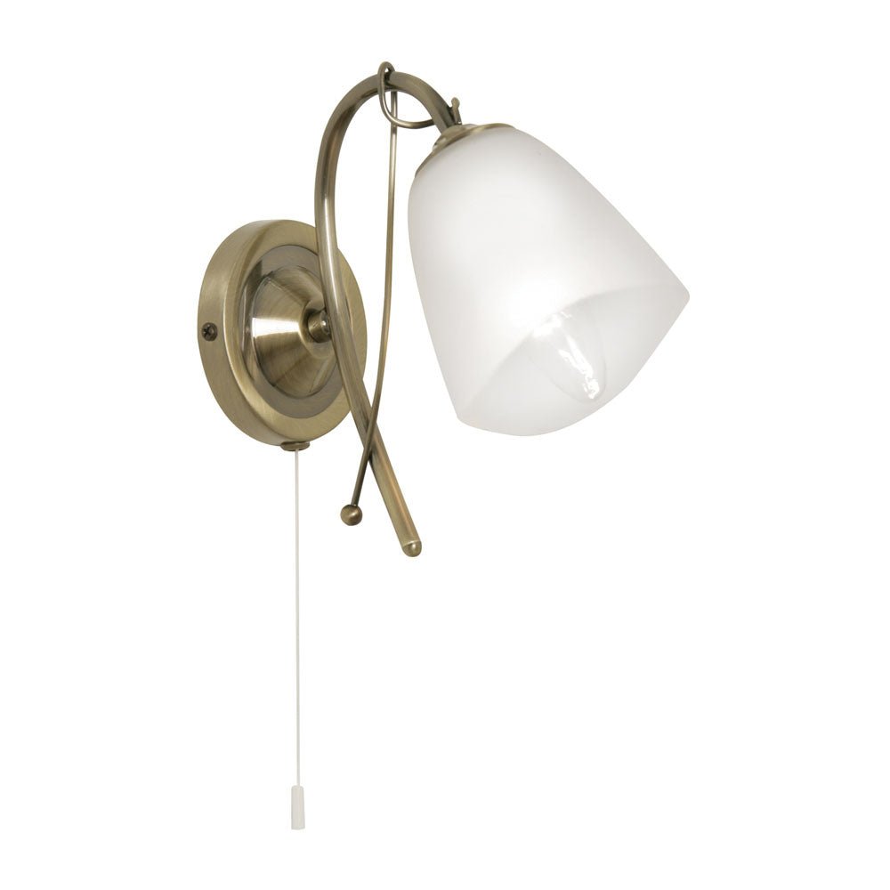 Oaks Lighting - Turin 1 Light Traditional Style Wall Light with Pull Cord, 1 x E14 - Luminosity Designs Ltd