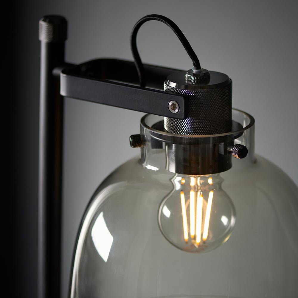 Luminosity Designs - Urban Noir Floor Lamp with Smoky Glass and Knurled Details - Luminosity Designs Ltd