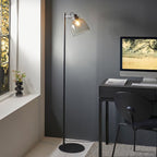 Luminosity Designs - Urban Noir Floor Lamp with Smoky Glass and Knurled Details - Luminosity Designs Ltd