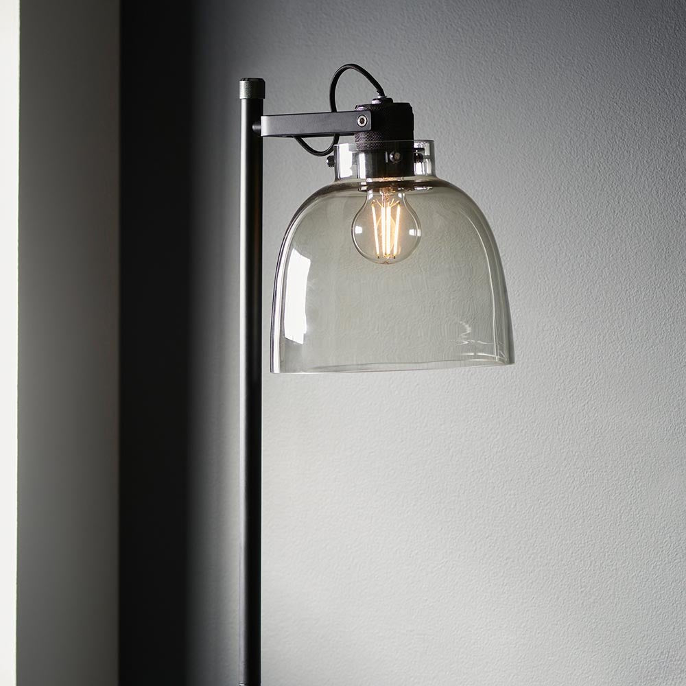 Luminosity Designs - Urban Noir Floor Lamp with Smoky Glass and Knurled Details - Luminosity Designs Ltd