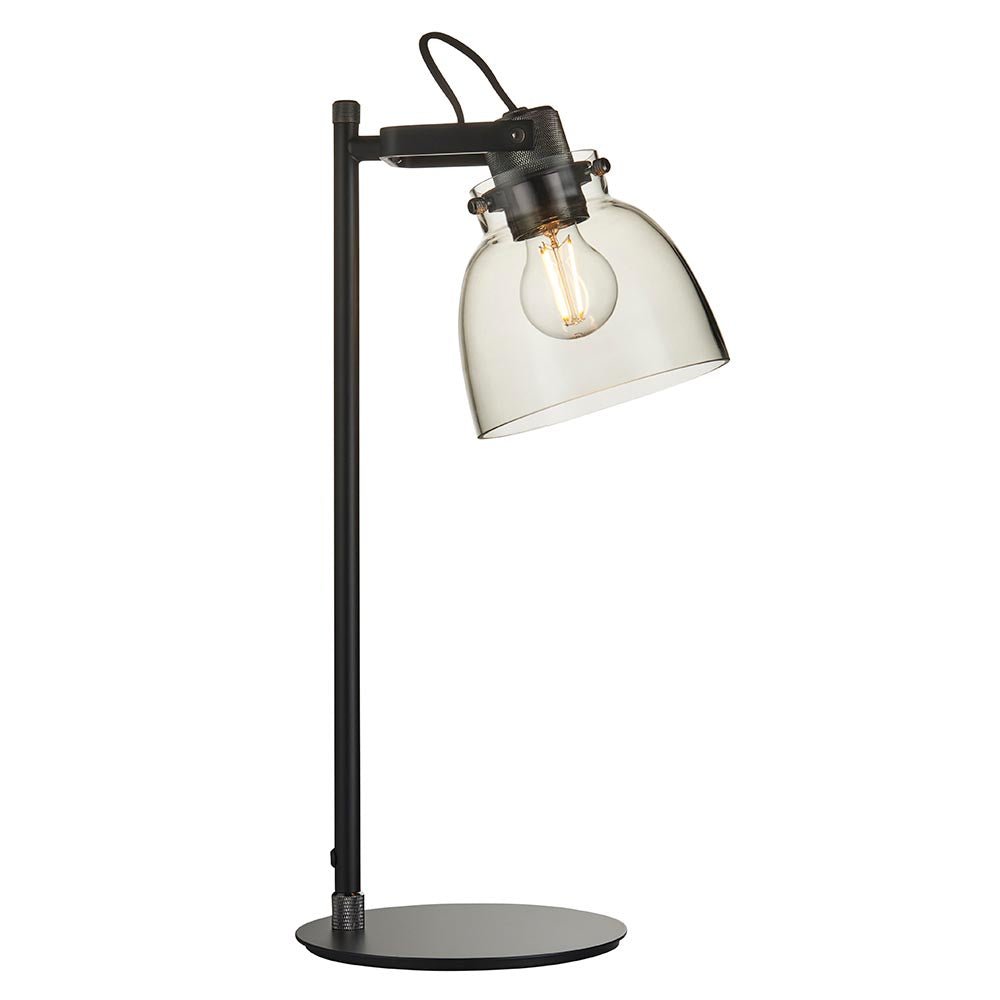 Luminosity Designs - Urban Noir Table Lamp with Smoky Glass and Knurled Details - Luminosity Designs Ltd