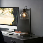 Luminosity Designs - Urban Noir Table Lamp with Smoky Glass and Knurled Details - Luminosity Designs Ltd