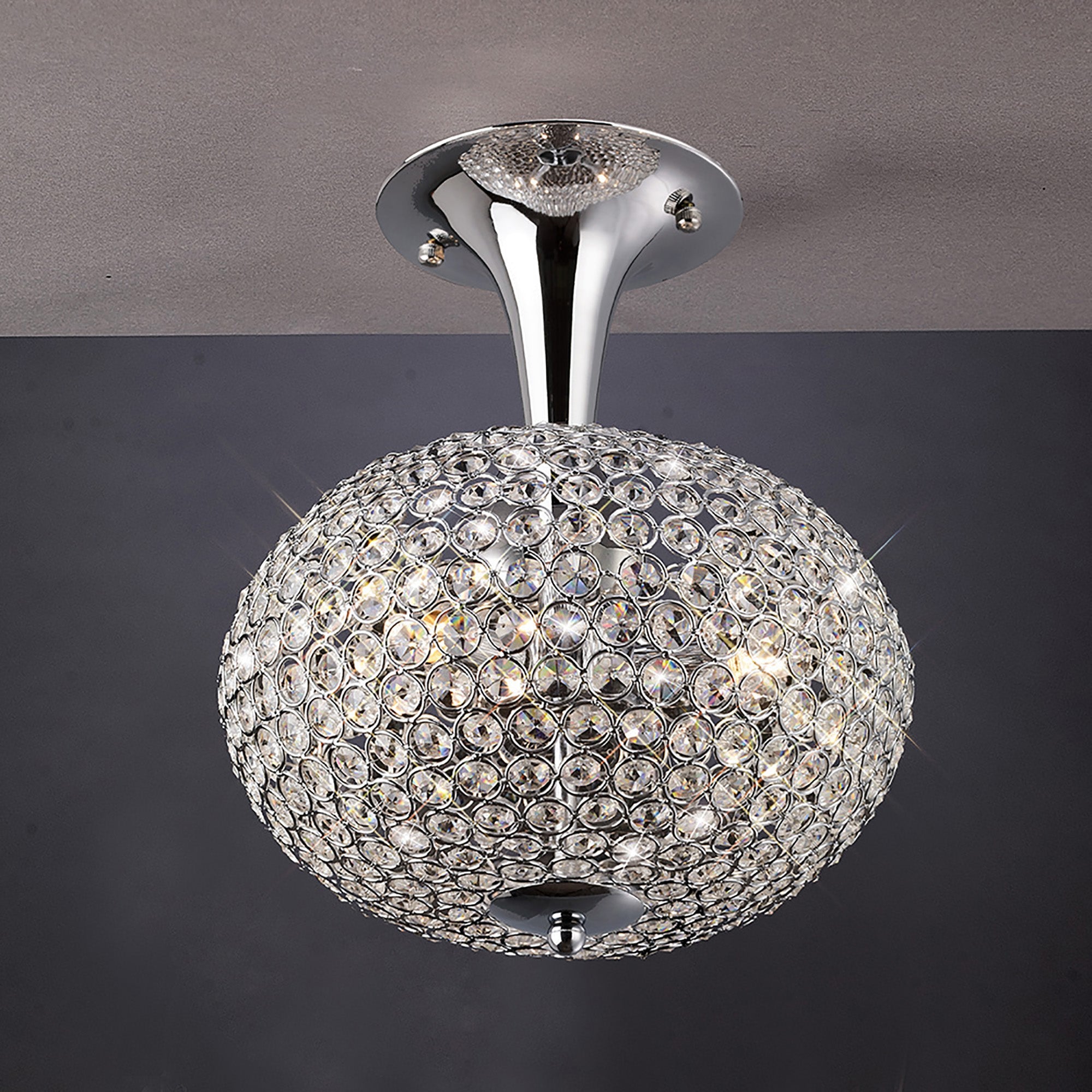 Diyas - Vado Semi Ceiling 3 Light G9 Polished Chrome/Crystal - Luminosity Designs Ltd