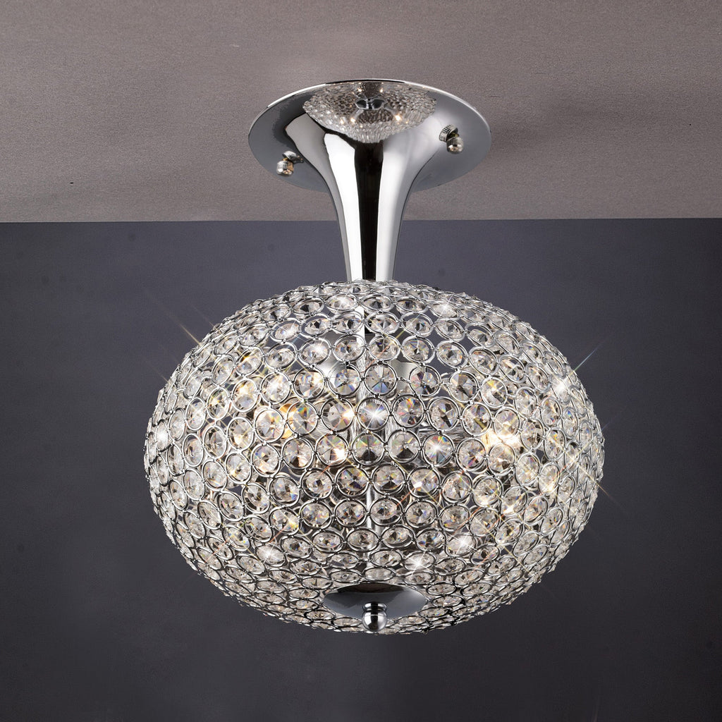 Diyas - Vado Semi Ceiling 3 Light G9 Polished Chrome/Crystal - Luminosity Designs Ltd