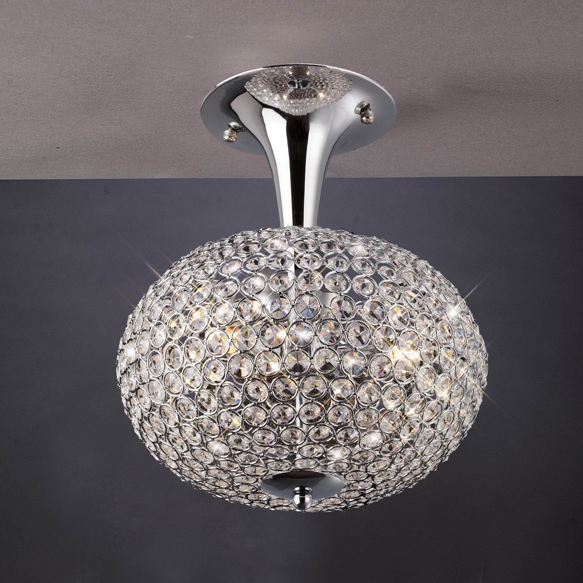 Diyas - Vado Semi Ceiling 3 Light G9 Polished Chrome/Crystal - Luminosity Designs Ltd