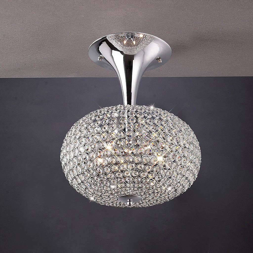 Diyas - Vado Semi Ceiling 5 Light G9 Polished Chrome/Crystal - Luminosity Designs Ltd