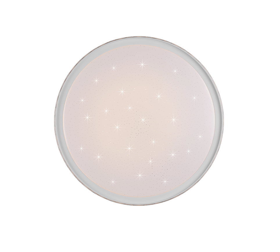 RL - Varda Dimmable Sparkle Flush Ceiling Light with Crystal Effect Edge - Remote Control and Timer Function - Luminosity Designs Ltd