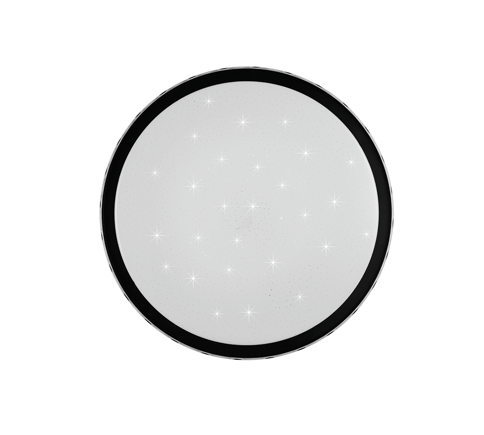 RL - Varda Dimmable Sparkle Flush Ceiling Light with Crystal Effect Edge - Remote Control and Timer Function - Luminosity Designs Ltd