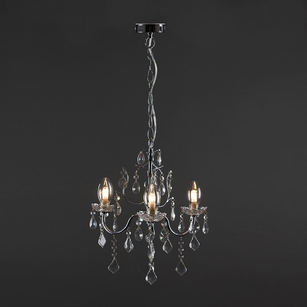 lse - Varuna IP44 Bathroom Rated Acrylic and Glass 3 Light Chandelier - Luminosity Designs Ltd