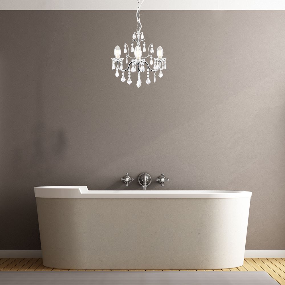 lse - Varuna IP44 Bathroom Rated Acrylic and Glass 3 Light Chandelier - Luminosity Designs Ltd