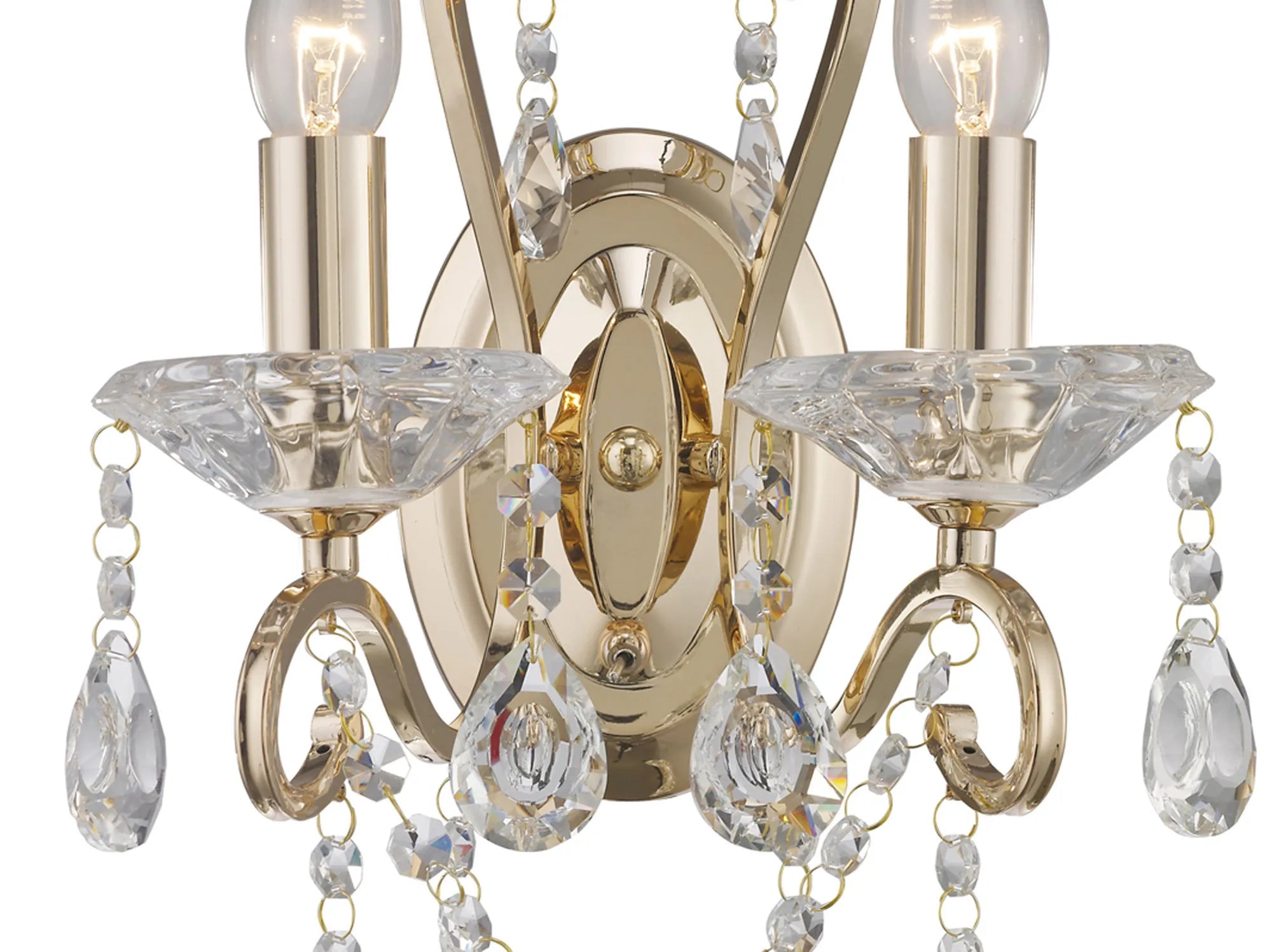 Diyas - Vela Wall Lamp Switched 2 Light E14 Polished Crystal - Luminosity Designs Ltd