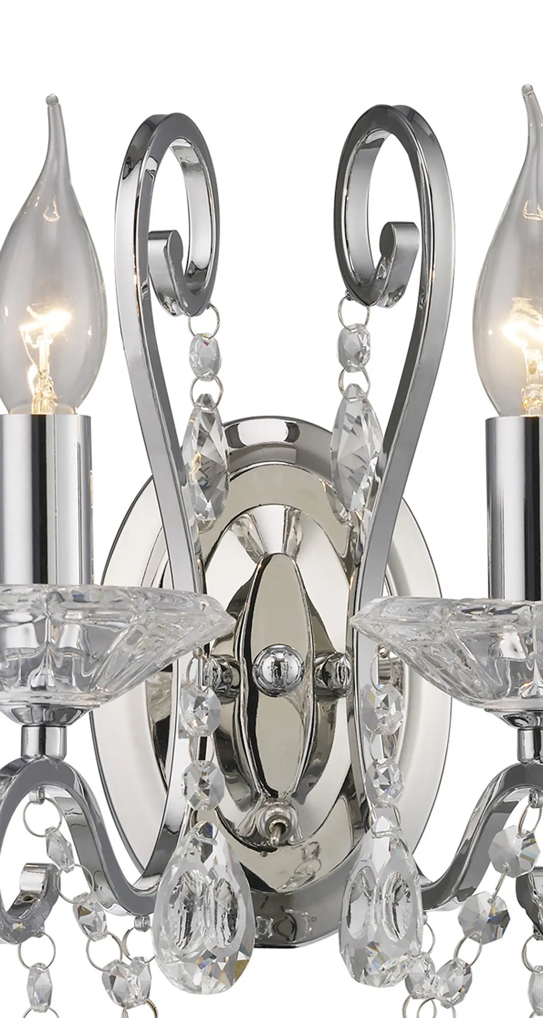 Diyas - Vela Wall Lamp Switched 2 Light E14 Polished Crystal - Luminosity Designs Ltd