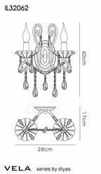 Diyas - Vela Wall Lamp Switched 2 Light E14 Polished Crystal - Luminosity Designs Ltd
