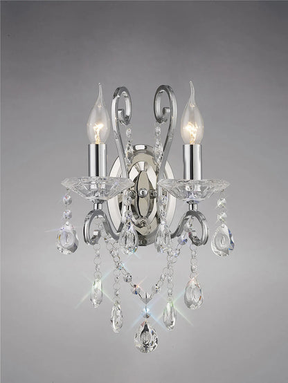 Vela Wall Lamp Switched 2 Light E14 Polished Crystal