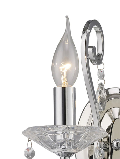 Vela Wall Lamp Switched 2 Light E14 Polished Crystal