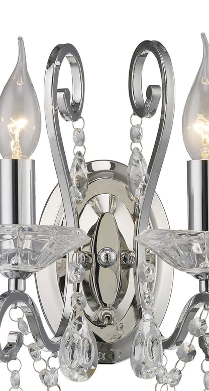 Vela Wall Lamp Switched 2 Light E14 Polished Crystal