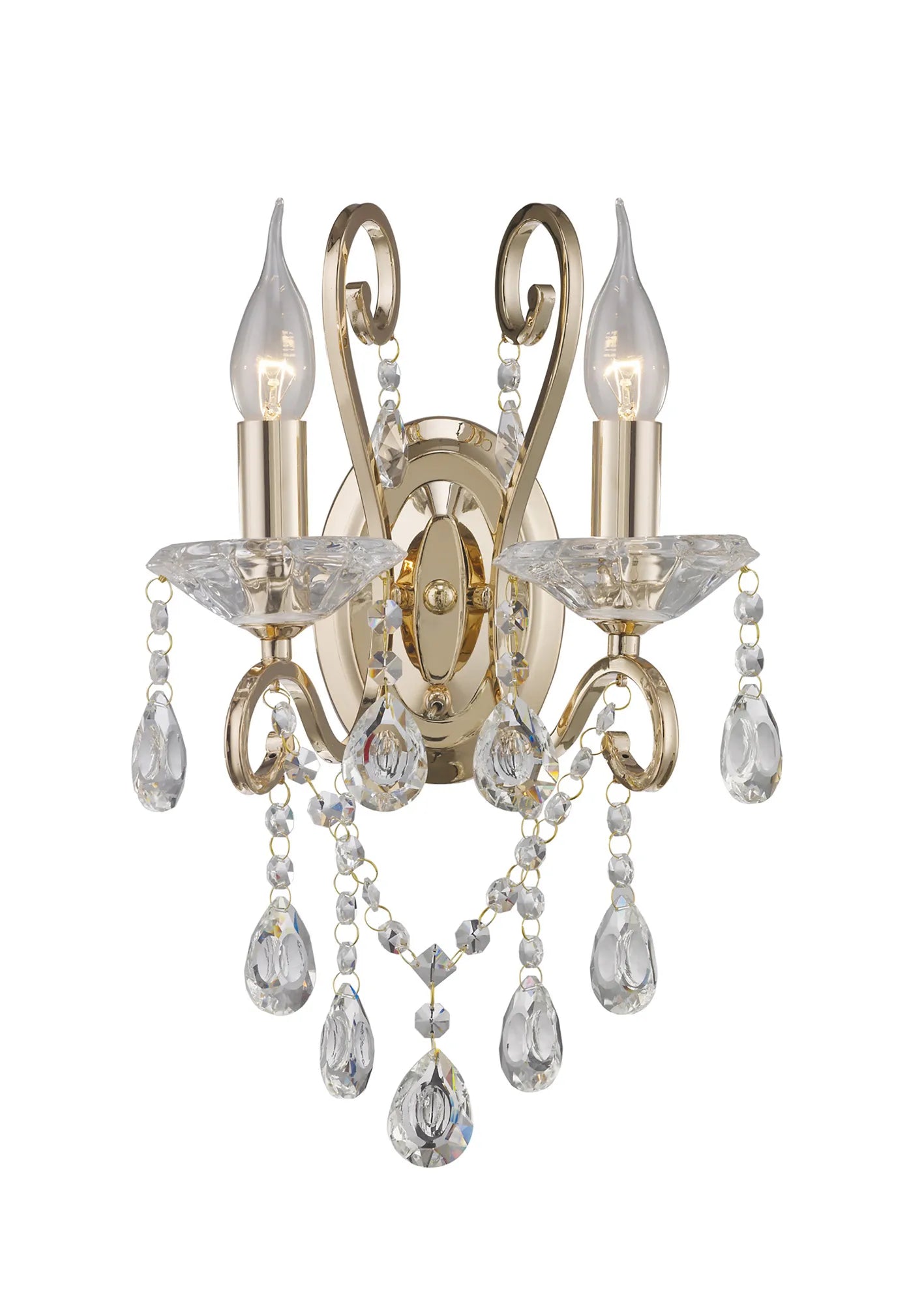 Vela Wall Lamp Switched 2 Light E14 Polished Crystal