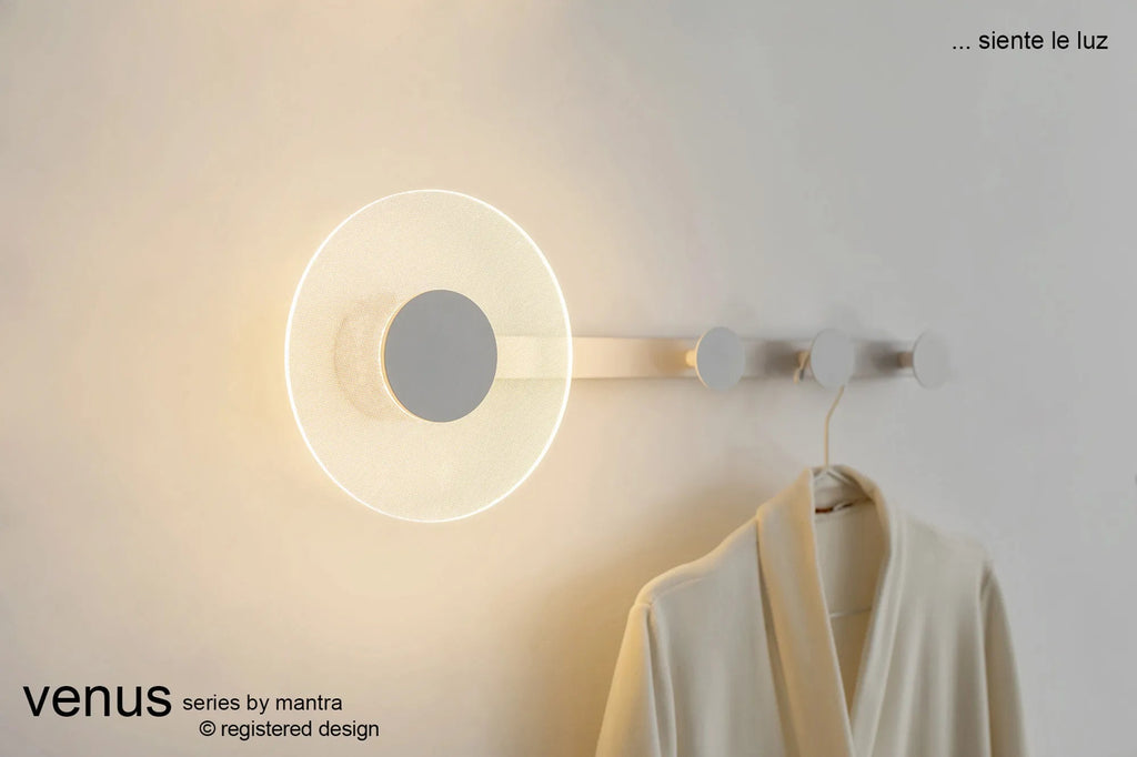 Mantra Fusion - Venus Wall Lamp Coat Rack With Integrated Warm White LED Light - Luminosity Designs Ltd