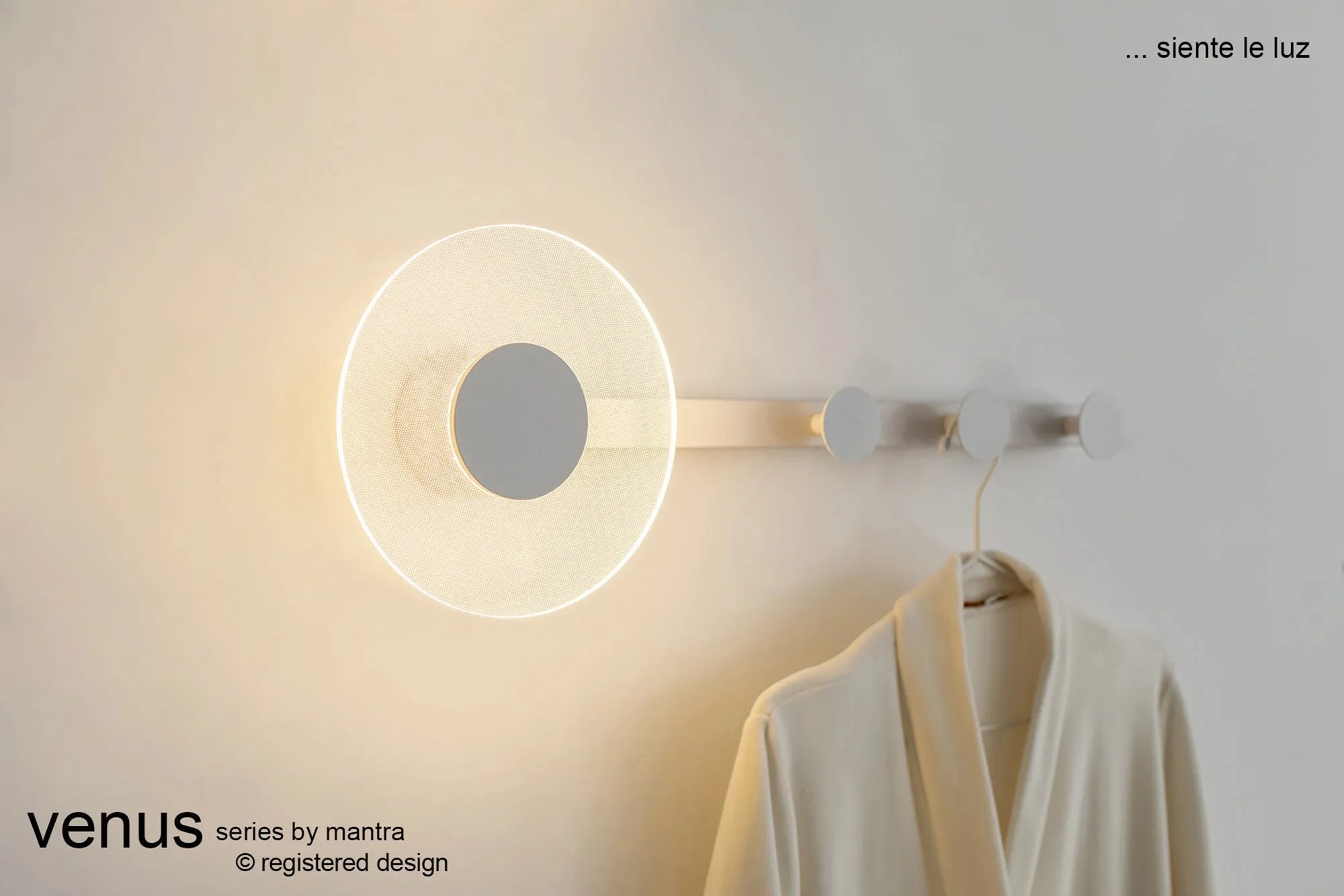 Mantra Fusion - Venus Wall Lamp Coat Rack With Integrated Warm White LED Light - Luminosity Designs Ltd
