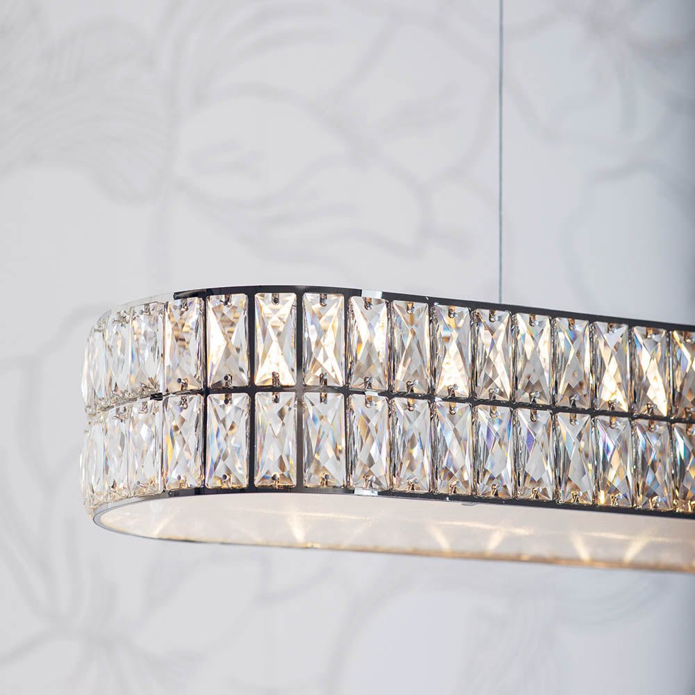 Endon - Verina Linear Pendant in Crystal and Chrome with Integrated LED - Luminosity Designs Ltd