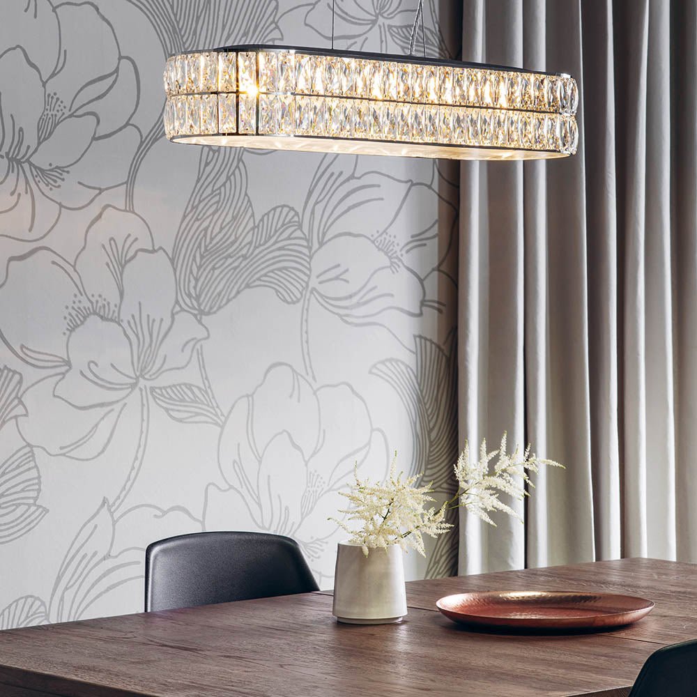 Endon - Verina Linear Pendant in Crystal and Chrome with Integrated LED - Luminosity Designs Ltd