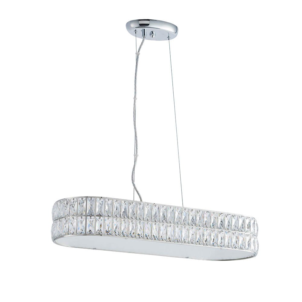 Endon - Verina Linear Pendant in Crystal and Chrome with Integrated LED - Luminosity Designs Ltd