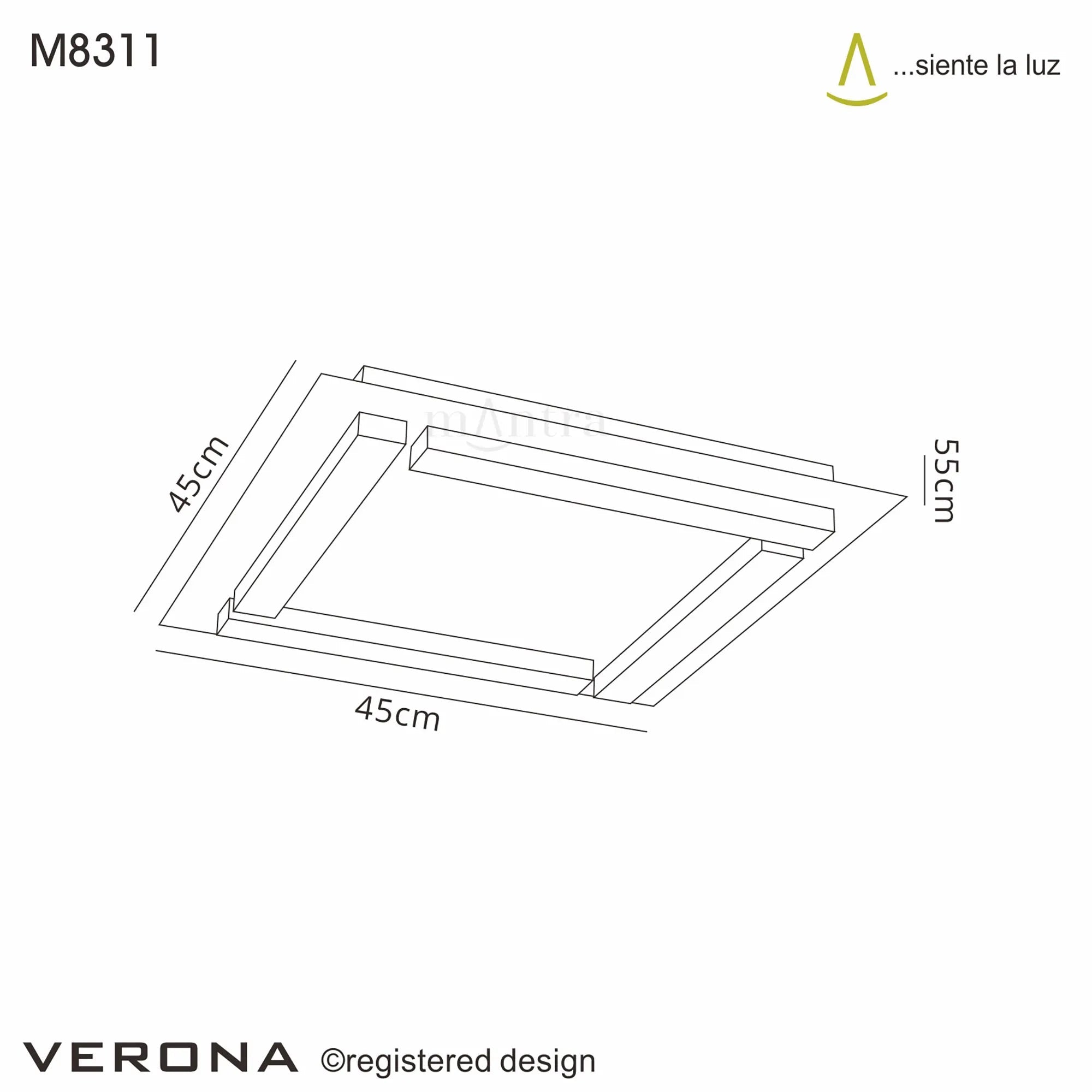 Mantra Fusion - Verona Square Ceiling 4 Light 20W LED 3000K, 1800lm, - Luminosity Designs Ltd