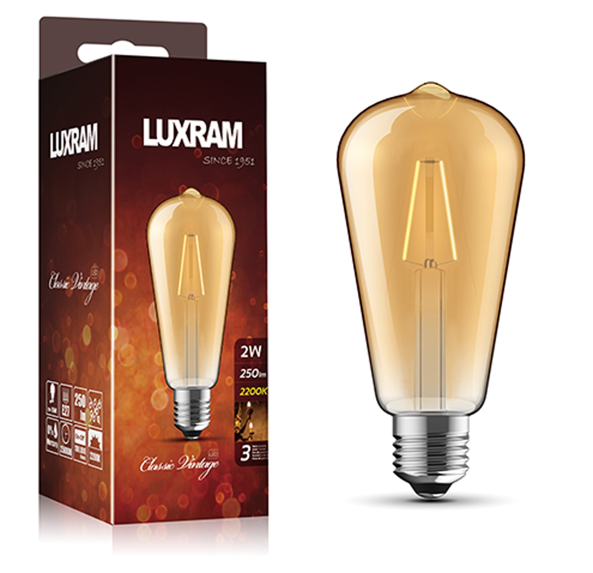 Luxram - Vintage Style ST64 Pear LED Filament Bulb - Luminosity Designs Ltd