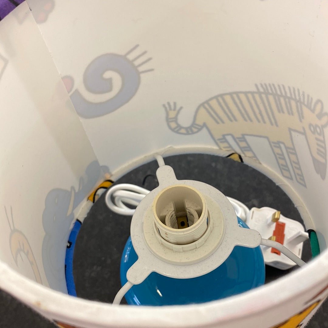 Luminosity Designs - Vintage Table Lamp with Hand Crafted Drum Table Lampshade - Retro Zoo - Luminosity Designs Ltd